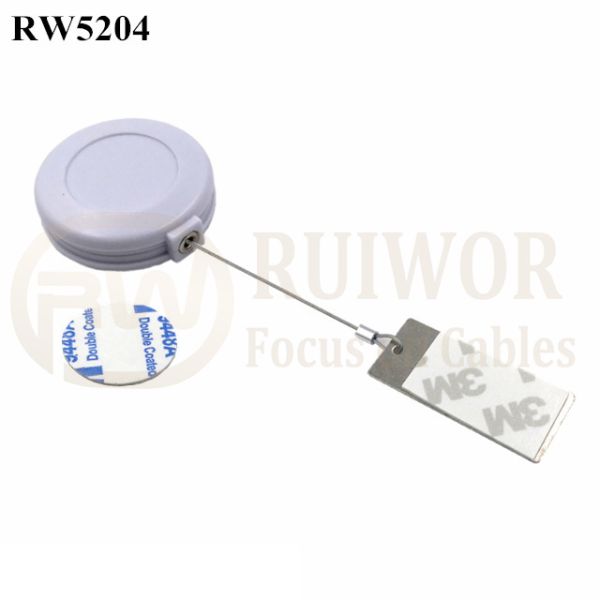RW5204 Round Anti Theft Retractor Plus 45X19mm Rectangular Sticky Metal Plate