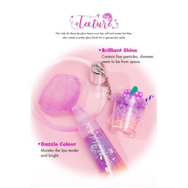 Mix Rainbow Color Glitter Essence Lip Gloss Shining Lip Oil Keychain 13ml