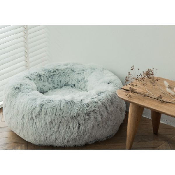 Soft Plush Round Donut Faux Fur Washable Dog Bed 23.6 Inch 60cm