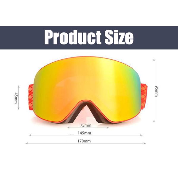 Applicable Scene Customized Anti-fog UV400 Frameless Magnetic Ski Goggles for Skiing