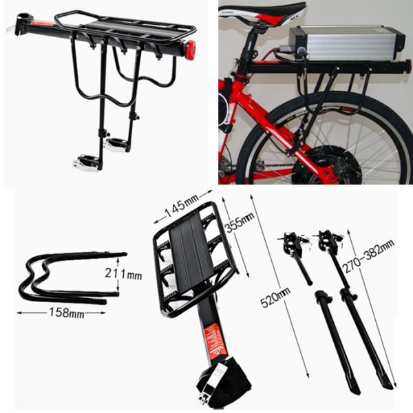 LG cell Rear Rack Electric Bike Lithium Battery 52v 16ah High capacity