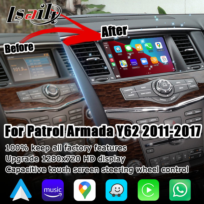 Автомобиль андроида подъема экрана типа 2 IT06 HD патруля Y62 Nissan беспроводной carplay