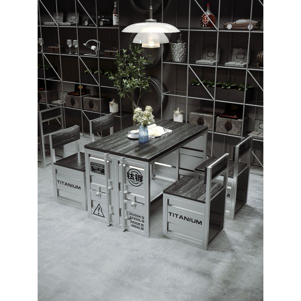 Durable Iron Table Chair Set Custom Size Industrial Tables And Chairs For Bars Tea Houses