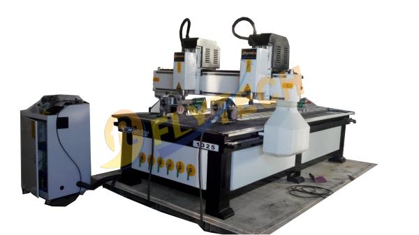 Two heads wood router Multihead cylinder woodworking equipment with double rotary axis