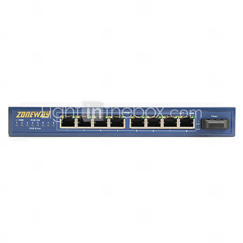 8 Ports PoE Fiber Switch,10/100Mbps,IEEE802.3af,100m(Plug and Play, Metal Case)