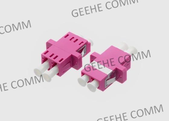 LC/UPC Fiber Optic Cable Adapter Duplex MM OM4 Flanged Violet Mikrolink OM4 Fiber