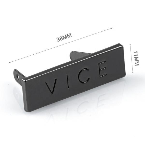 Handbag Hardware Customization Metal Label with Engraved Logo Gunmetal Tag by Comax
