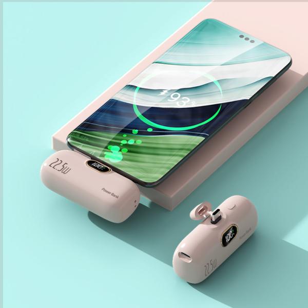Outdoor High Capacity 5000mAh Power Bank with LED Display and Quick Charge Cable
