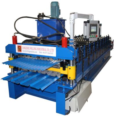 Telhado de telha vitrificada 0,25 Dupla Camada Máquina Formadora de Rolos Caixa de Engrenagens Drive Plc Control