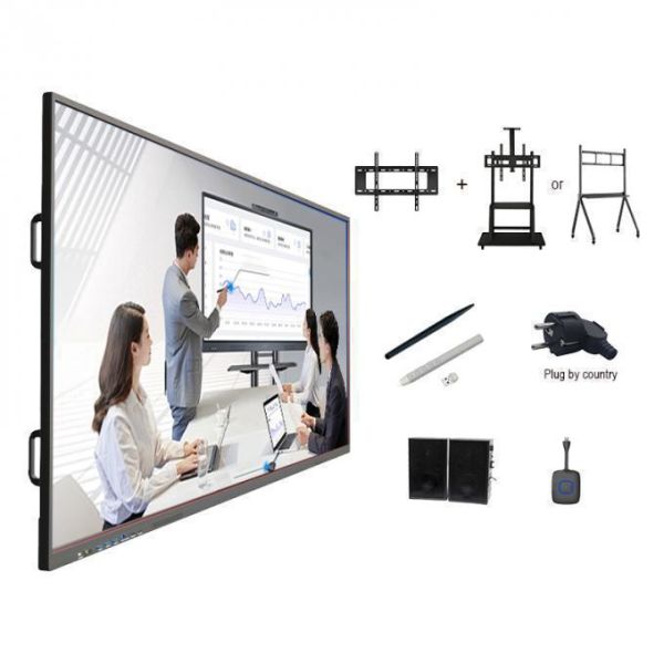 75 Inch 4K Resolution Interactive Touch Screen Whiteboard with Android 14.0 for Business Meetings
