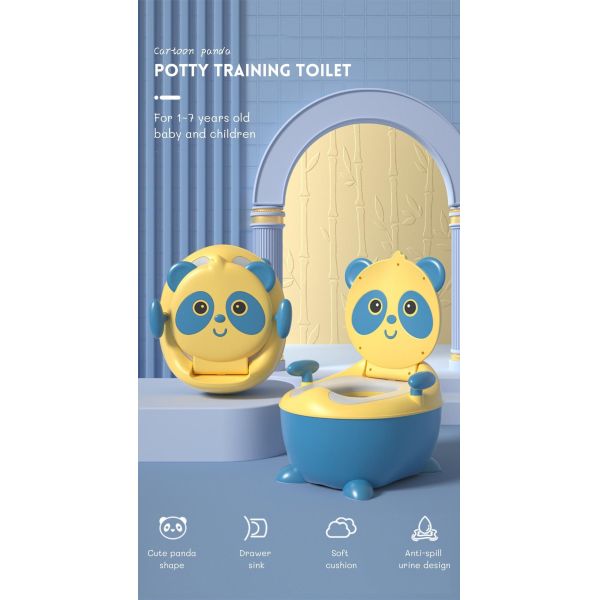 Cartoon Panda Shape Baby Potty Toilet with Custom Logo EN71 Certified Blue/Yellow/White/Black