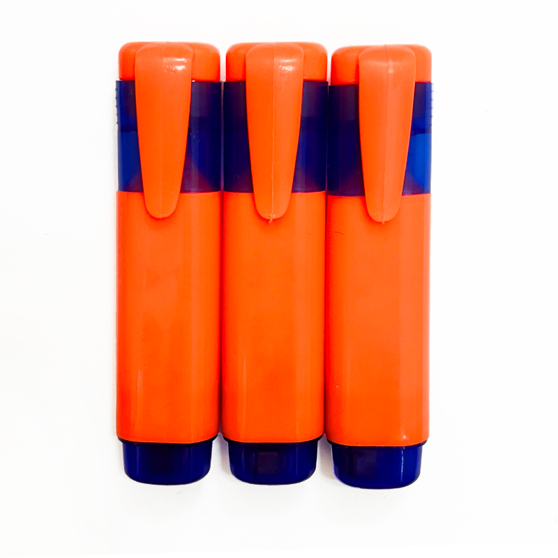 Wholesale 12PCS Cheap Orange Non-toxic Fluorescent Ink Marker Pen Set Chisel Fiber Tip Highlighter