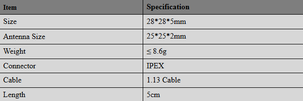 Centimeter Level GNSS Antenna Built In Ceramic Chip For Beidou Positioning 28x28x5mm Size