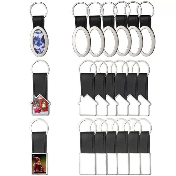 Custom Leather Strap Sublimation Key Chain DIY Printing Photo Metal Keychain Gift