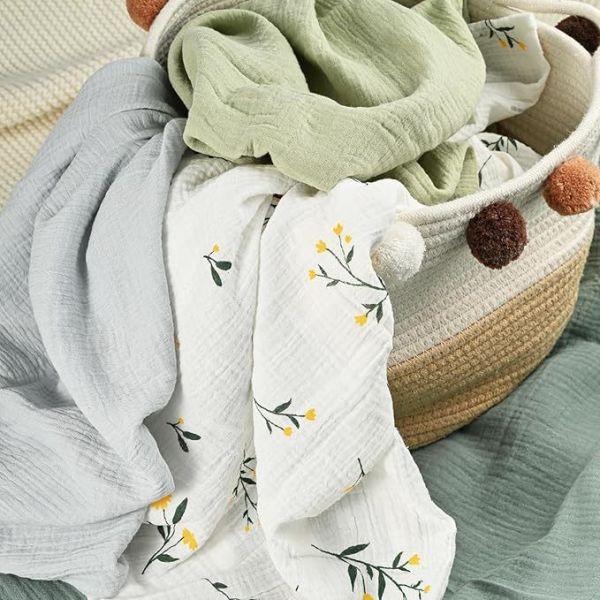 Muslin Swaddle Blankets for Baby, 4-Pack Newborn Receiving Blankets 40 x 38 inches