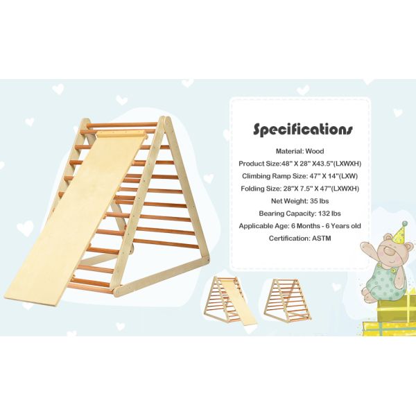 Wholesale Foldable Climbing Triangle Ladder Wooden Fitness Equipment 2 In 1