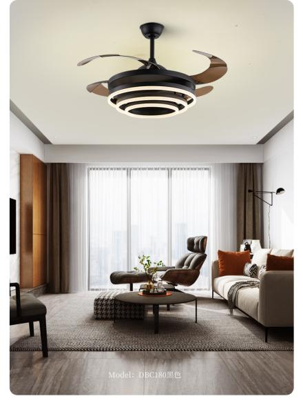 European Creative 90W Three Ring Fan Lamp with LED Modern Remote Control Double Luminous for Living Room Dining Room