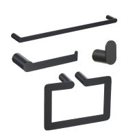 Black 304 Stainless Steel Bathroom Hardware Towel Holder 4 Piece