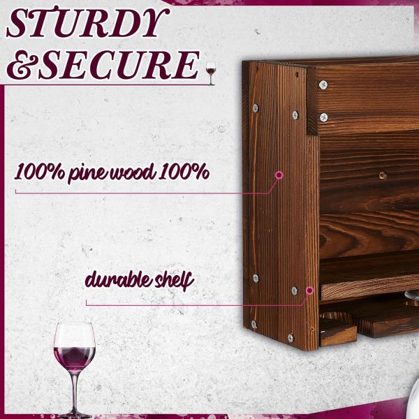 Modern and Chic Wine Display Storage Rack with Bottle Stemware Glass Holder
