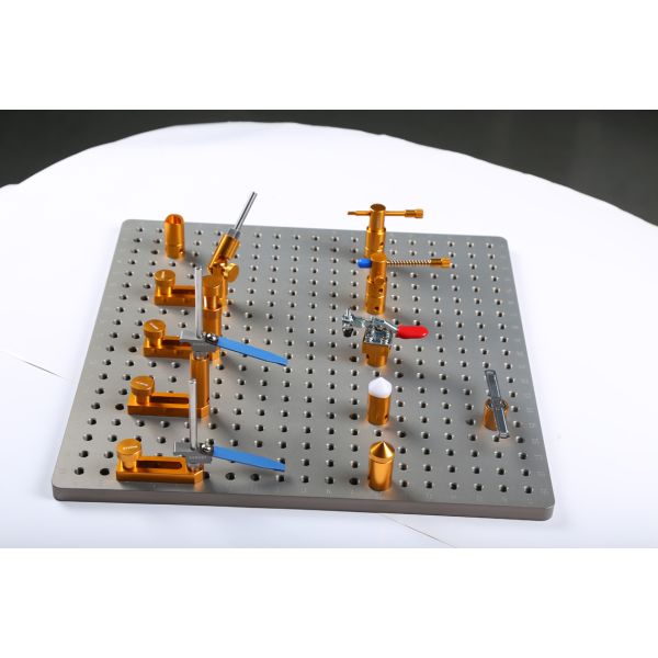 CMM Fixture Storage Box – High Flatness Plate, Laser Grid, 108 Components: Clamps, Jacks & Posts