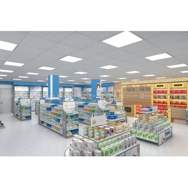 05-QWJYS005 Avant-Garde Minimalist Pharmacy Display Shelves Medicine Shop Decoration for Pharmacy Shop Interior Design