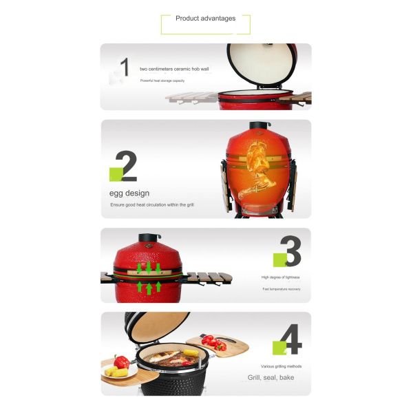22-inch Adjustable Height Ceramic Outdoor Pizza Oven for Baking Bread Cake Pizza Cookies