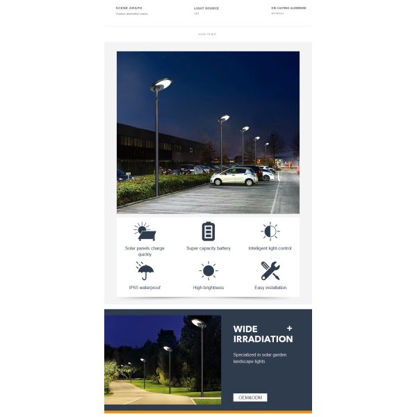 38W Courtyards Integrated Solar Led Street Light Oval Shape Light Control Outdoor  Lamp