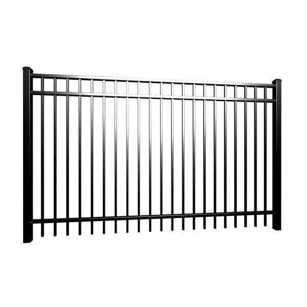 Outdoor Powder Coated Flat Top Steel Fence Black Heat Treated Galvanized
