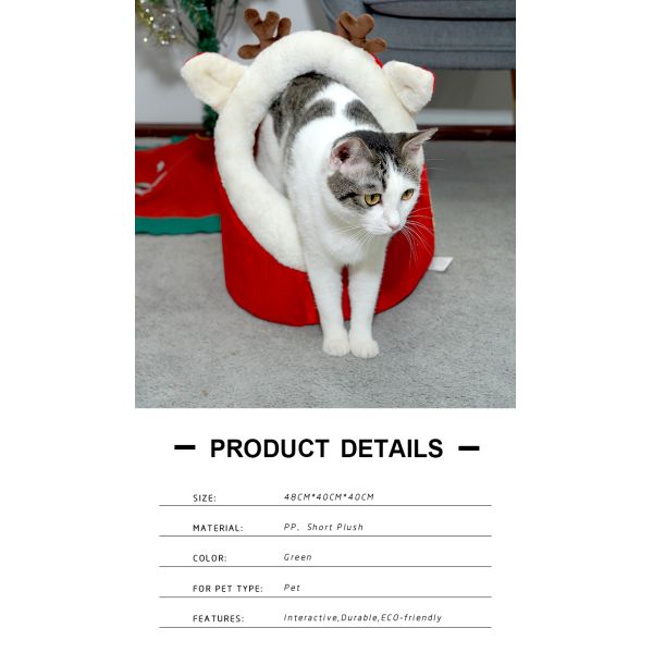 Pet Mat Soft Pet Bed Cushion Christmas Red Cat Bed Elk Antlers Design