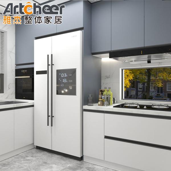 Small Kitchen Apartment Melamine Kitchen Cabinet Door with Contemporary Design Style