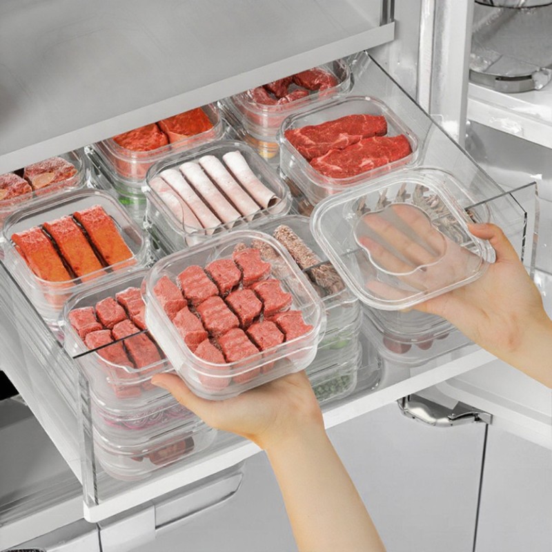 Modern Portable Reusable Plastic Meal Prep Organizer Containers with Lids for Kitchen Frozen Food Storage