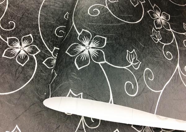 Vinyl PVC Floral Peel And Stick Wallpaper Adhesive Black Floral Wallpaper
