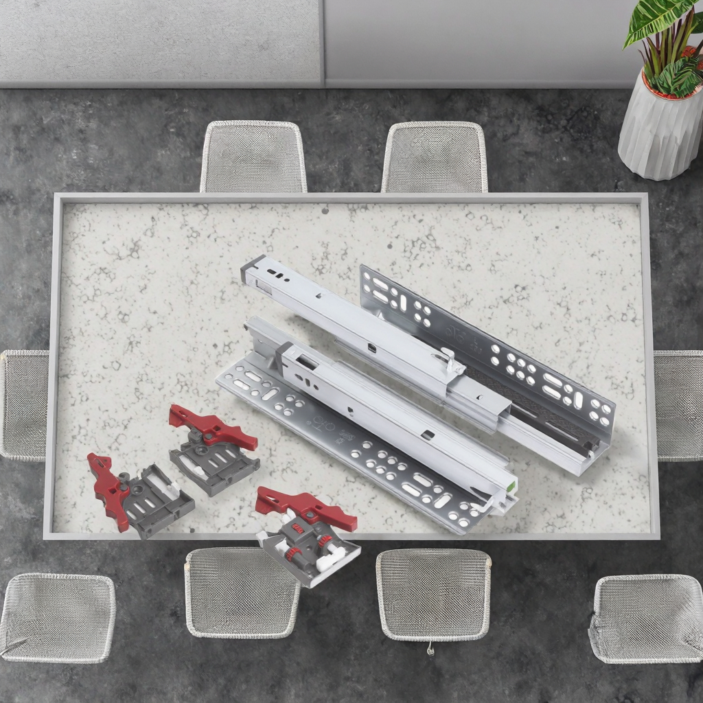 Iron Material 45mm Wide 3-Fold Contemporary Sliding Drawer Soft Close Push Open Rebound Hidden Telescopic Track Bedroom Slides