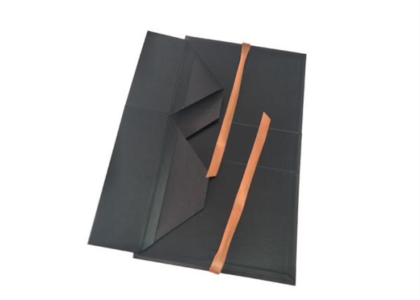 Full Color Printed Folding Gift Boxes , Folding Cardboard Box With Ribbon Closure