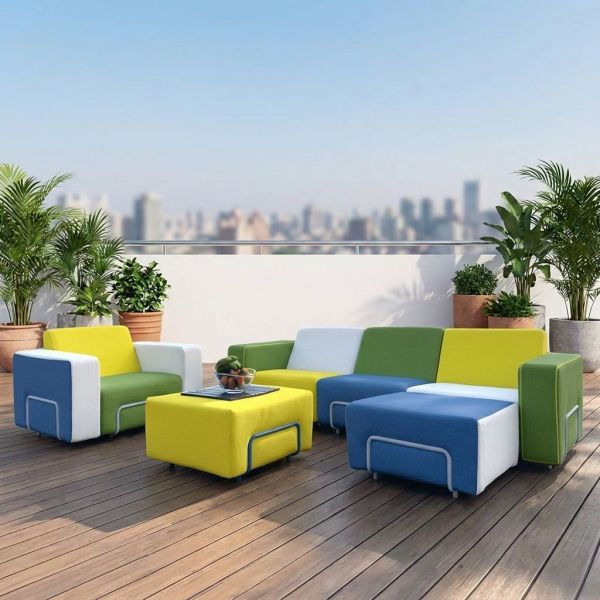 Modern Design Outdoor Garden Sofa Set Steel Frame Eco-Friendly Weatherproof Fabric for Patio Home Villa Courtyard Hotel Use