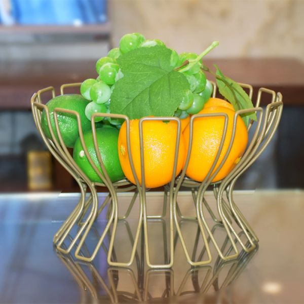 25*22*16CM Grabación con láser Logotipo negro horneado Arte de hierro europeo Cesta de frutas utensilios para el hogar de metal Para los requisitos del cliente