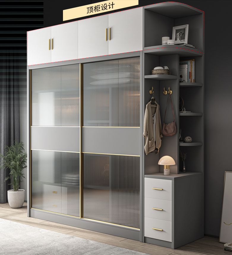 3M Modern Bedroom Wardrobe Closet With Glass Door And Switch LED