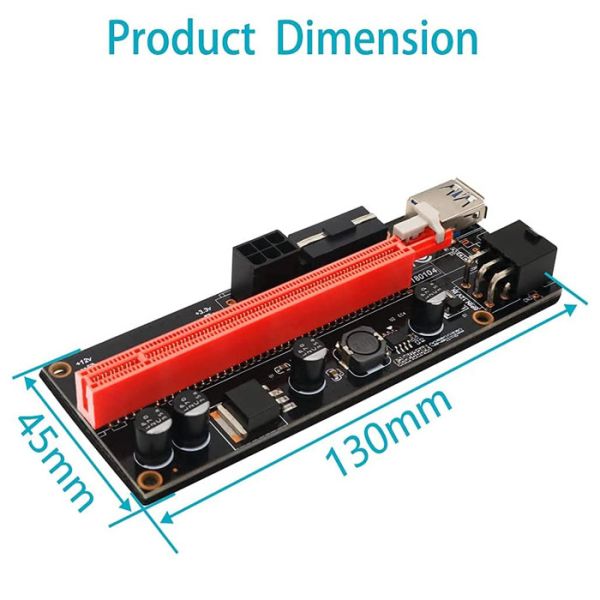 1X 4X 8X 16x PCIE Riser Extender 009S Dual 6 Pin Adapter Card For BTC Miner For Bitcoin
