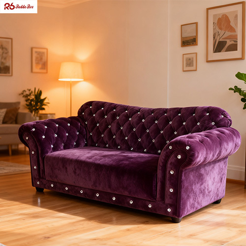 Purple Tufted Leather Sofa Furniture Chesterfield Armchair Leather
