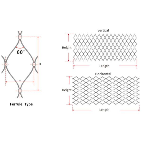 SS304 Stainless Steel Cable Mesh Trellis 300*300mm Handrail Infills X Tend