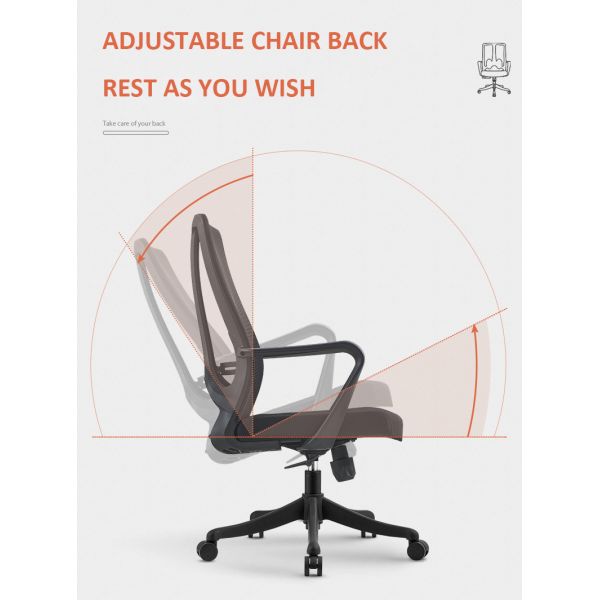 Fixed Armrest Executive Work Office Chair with Stainless Steel and Mesh Ergonomic Design