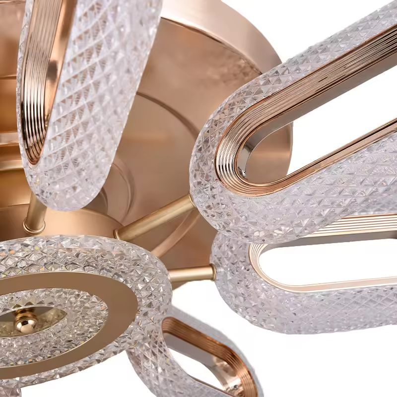 SENKAI Crystal Ceiling Fan Light Rose Gold 42 Inches LED Bulb