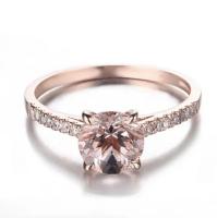 Anillo de compromiso al por mayor de Ring Round Cut Pink Morganite del Morganite de Sterling Silver Jewelry Rose Gold de la fábrica 925