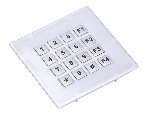 IP68 waterproof stainless steel brushed metal keypad with 16 key buttons for rugged telephone set