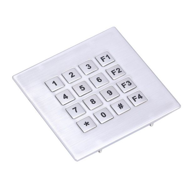IP68 waterproof stainless steel brushed metal keypad with 16 key buttons for rugged telephone set