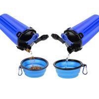 Voyage portatif 2 dans 1 bouteille d'eau 12oz de chien pour des animaux familiers nourriture et eau extérieures