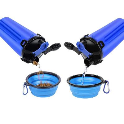 Curso portátil 2 em 1 garrafa de água 12oz do cão para animais de estimação alimento & água exteriores