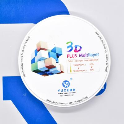 Cor 3D de YUCERA 16 mais o bloco 1500 Multilayer da zircônia do ℃