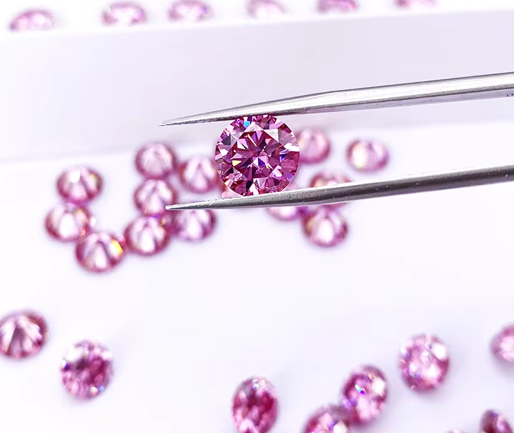 Fábrica Grosso Rosa Moissanite Diamante Redondo Brilhante Corte 3.0mm-12.0mm VVS1 moissanite soltas pedras 4 quilates anel