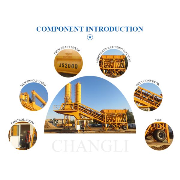 YHZS35 PLD1200 Ready Concrete Batching Plant Mobile
